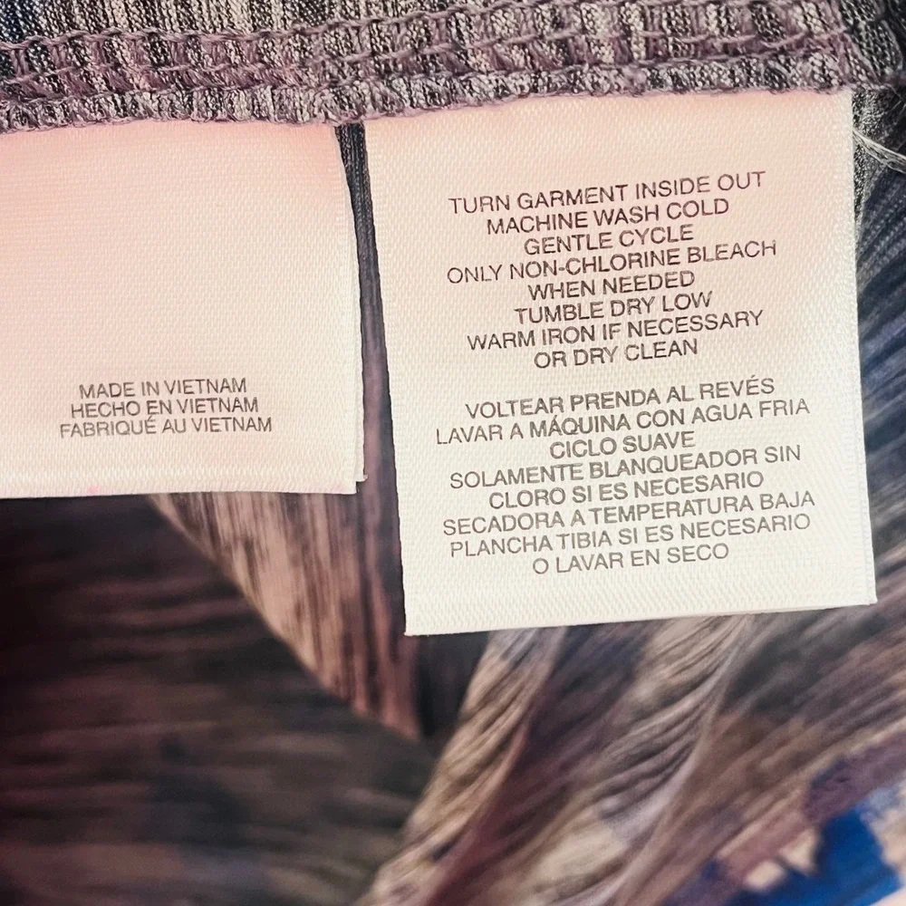 Kasper Sleeveless Cowl Neck Top Abstract Print‎ Blouse Blue Black Size S - Picture 6 of 7